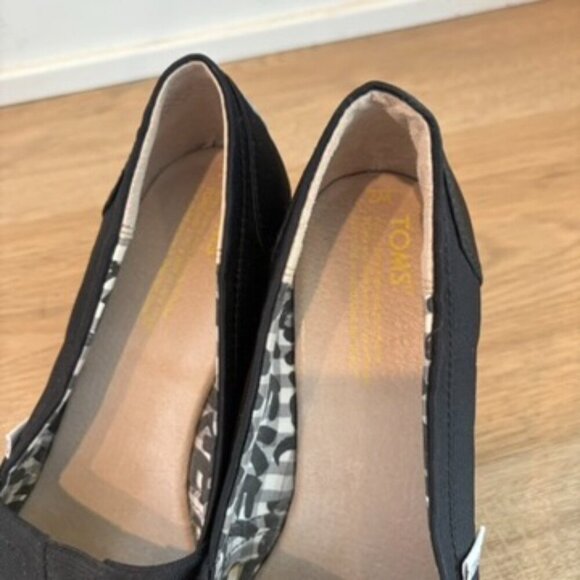 Toms Sandals Black Cork Wedges Shoes Size 7 - Picture 5 of 6